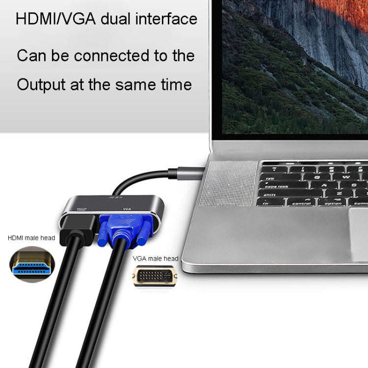 JINGHUA Z321 Multifunctional HUB Docking Station Converter, Interface: Type-C To HDMI+VGA
