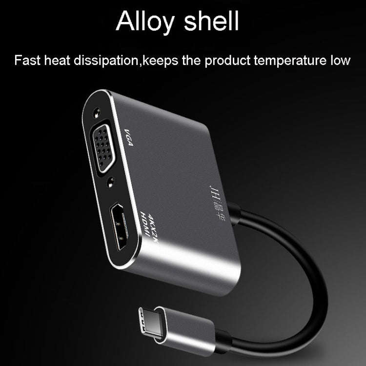JINGHUA Z321 Multifunctional HUB Docking Station Converter, Interface: Type-C To HDMI+VGA
