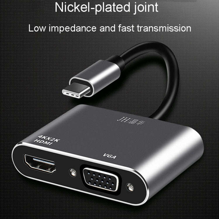 JINGHUA Z321 Multifunctional HUB Docking Station Converter, Interface: Type-C To HDMI+VGA