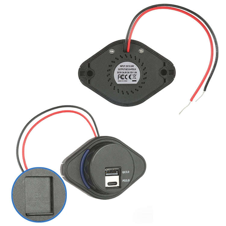2 in 1 Car Modification Fast Charging USB-C Car Charger(UCC-320 QC3.0+PD)