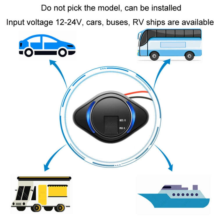 2 in 1 Car Modification Fast Charging USB-C Car Charger(UCC-320 QC3.0+PD)