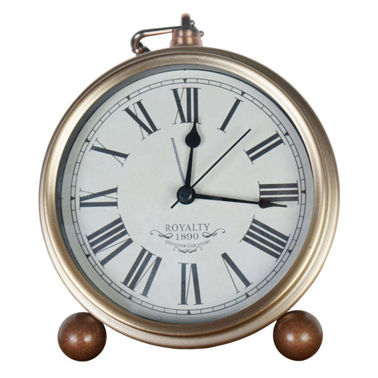 Retro Iron Alarm Clock Simple Desktop Quartz Clock, Style: Roman Number
