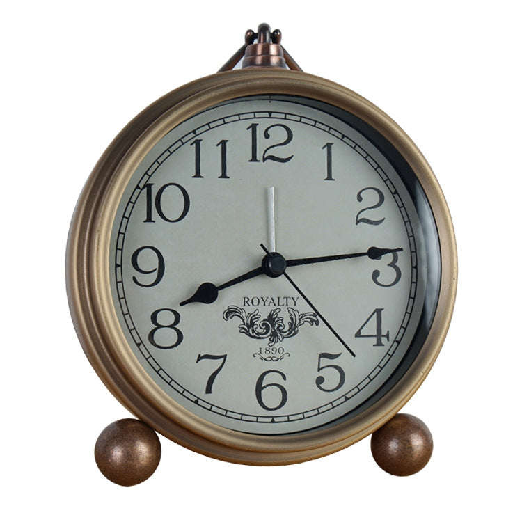 Retro Iron Alarm Clock Simple Desktop Quartz Clock, Style: Arab Number