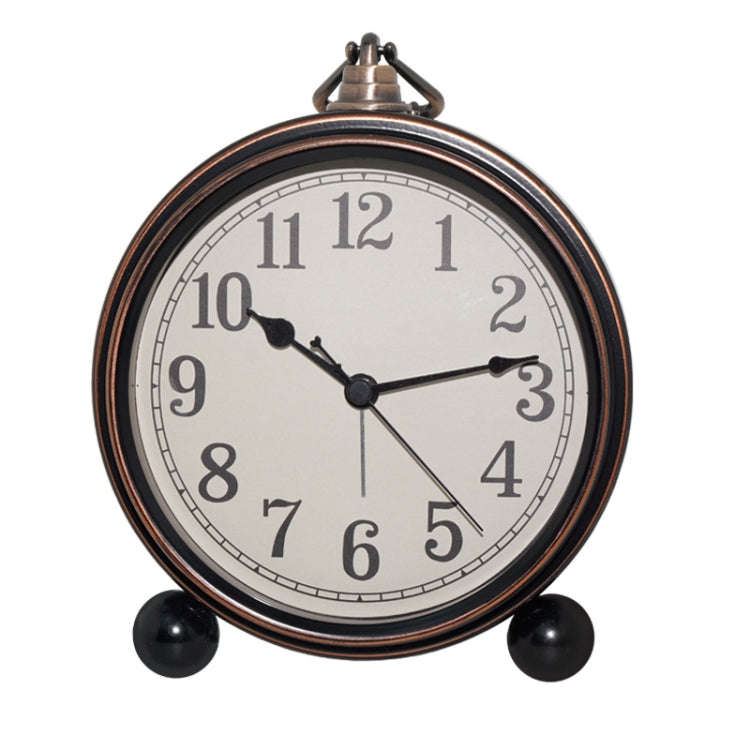 Retro Iron Alarm Clock Simple Desktop Quartz Clock, Style: Black