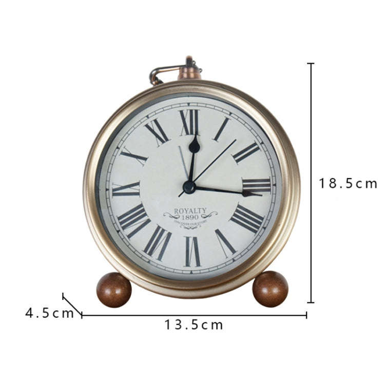 Retro Iron Alarm Clock Simple Desktop Quartz Clock, Style: Milk White