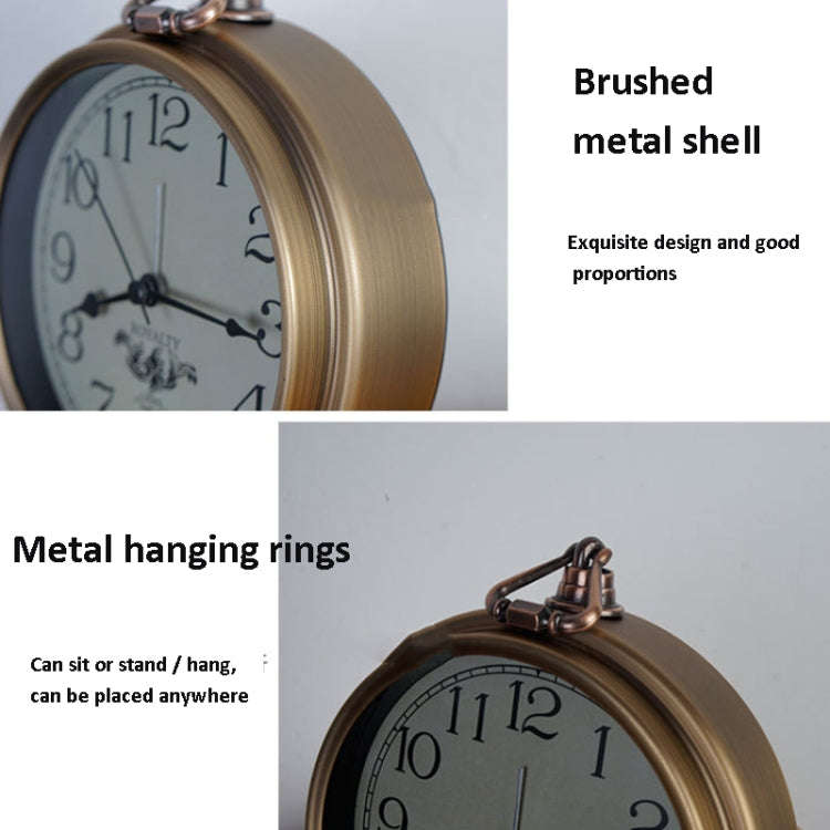 Retro Iron Alarm Clock Simple Desktop Quartz Clock, Style: Milk White