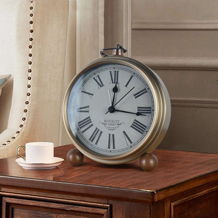 Retro Iron Alarm Clock Simple Desktop Quartz Clock, Style: Arab Number