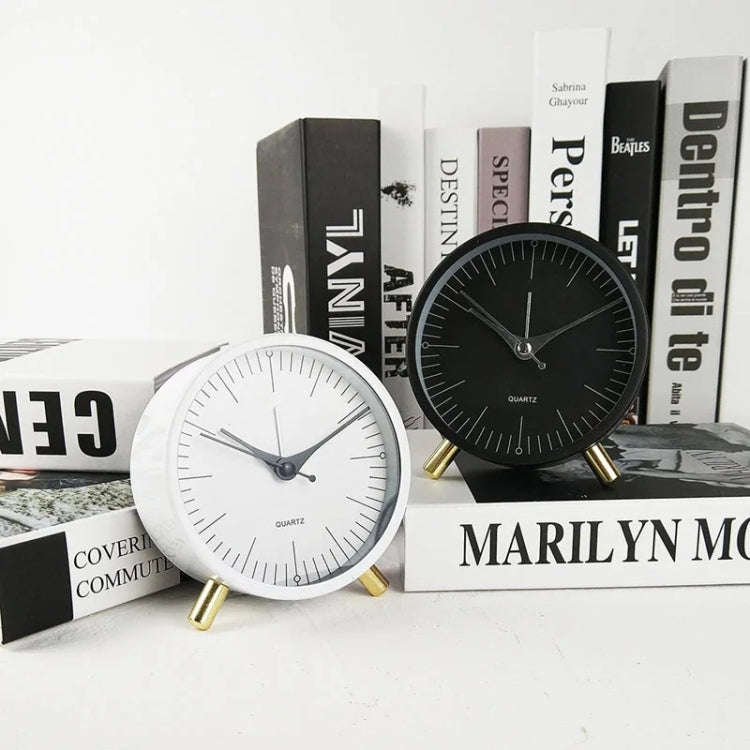Metal Quartz Alarm Clock Simple Silent Desktop Round Pointer Living Room Clock(Green)