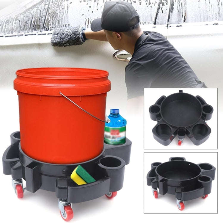 Multifunctional Cleaning Bucket Pulley Base Car Wash Mobile Stool(Black)