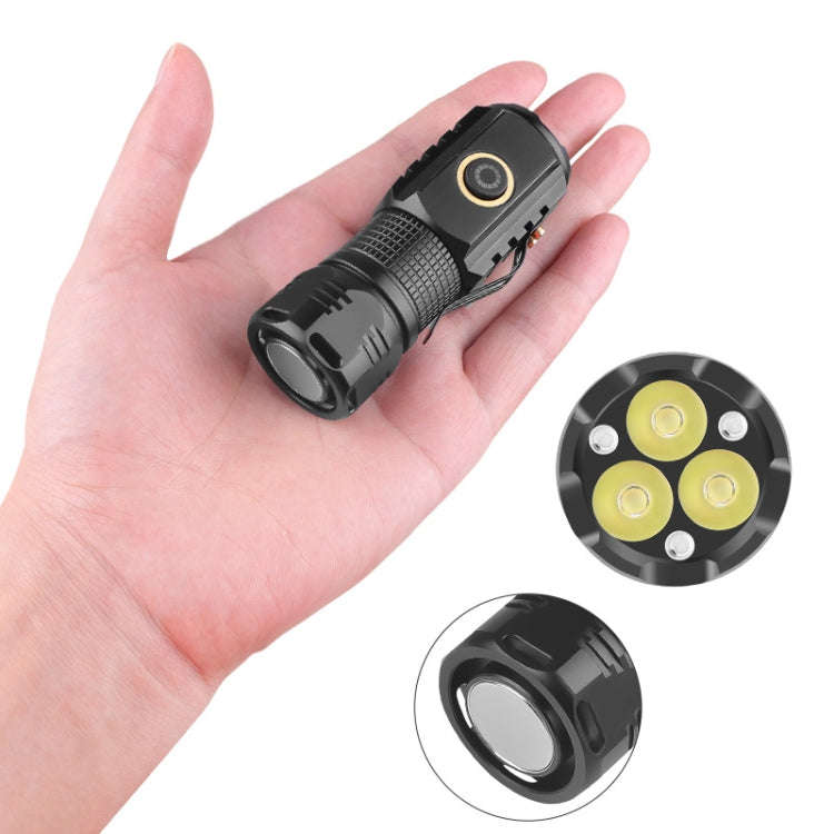 3LED Strong Light TYPE-C Charging Convenient Mini Multi-Function Flashlight(With USB Cable No Bat...
