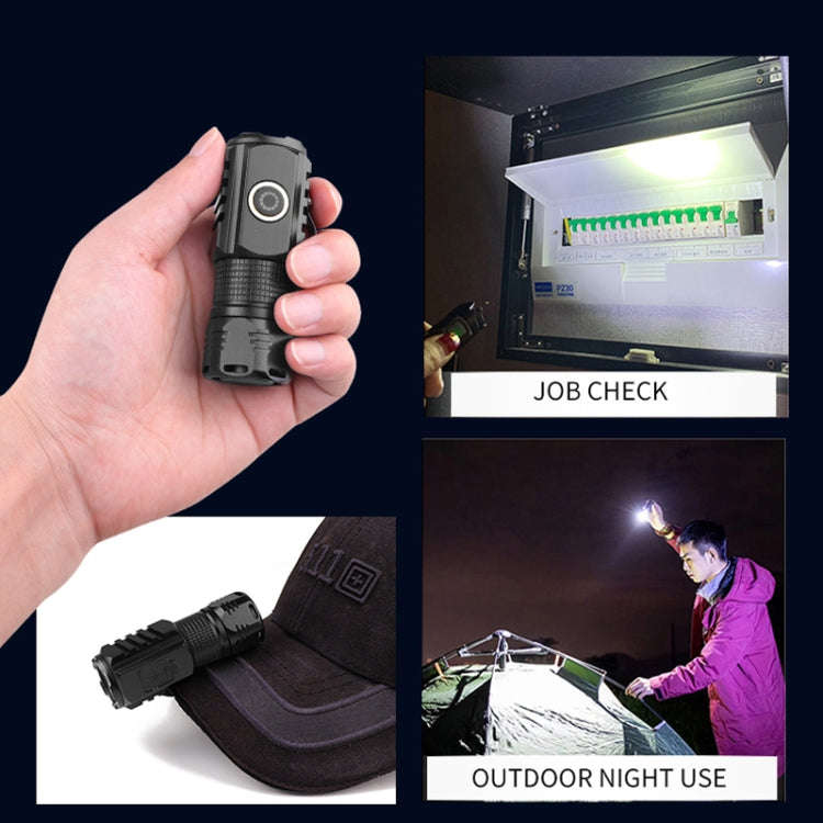 3LED Strong Light TYPE-C Charging Convenient Mini Multi-Function Flashlight(With USB Cable No Bat...