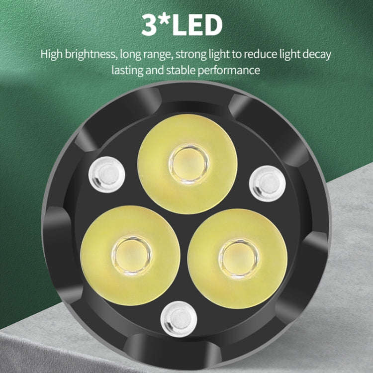 3LED Strong Light TYPE-C Charging Convenient Mini Multi-Function Flashlight(With USB Cable No Bat...