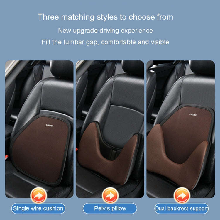 LINXICP 3 In 1 Car Seat Lumbar Cushion Summer Special Memory Foam Breathable Car Back Pad(Coffee)