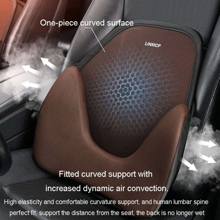 LINXICP 3 In 1 Car Seat Lumbar Cushion Summer Special Memory Foam Breathable Car Back Pad(Gray)
