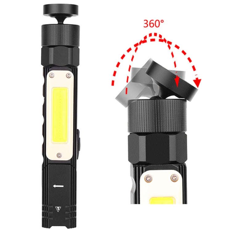 XPG+COB Red White Light USB Rechargeable Folding Strong Light Flashlight, Style: 3189B Small With...