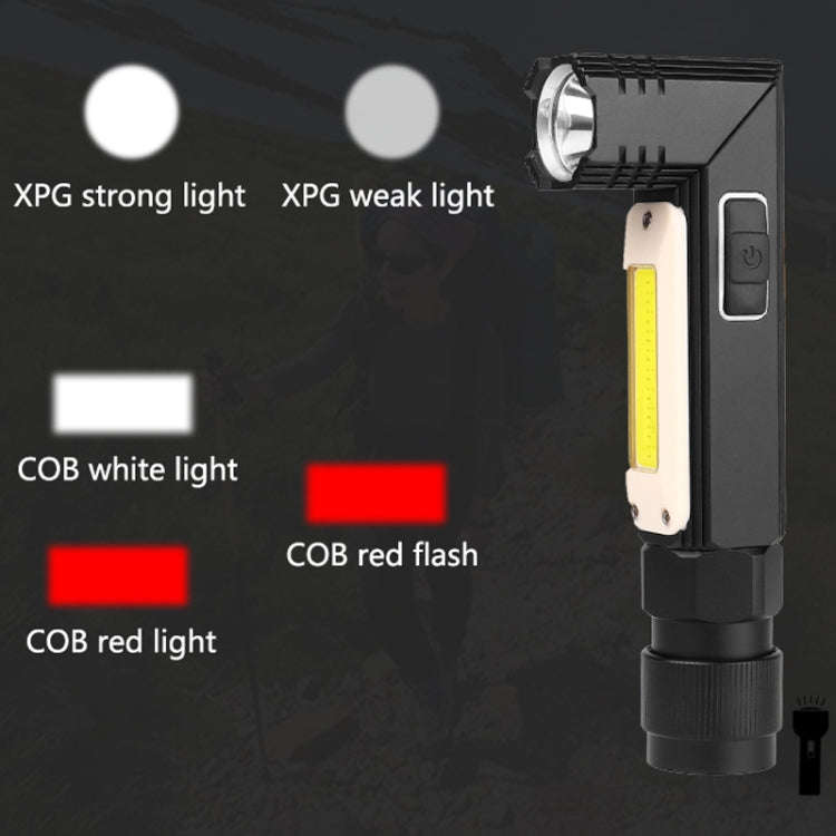 XPG+COB Red White Light USB Rechargeable Folding Strong Light Flashlight, Style: 3189B Small With...