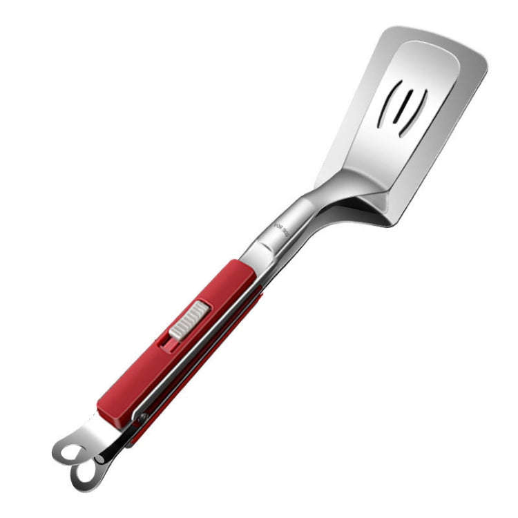 Kacheeg Stainless Steel Fish Spatula With Lock Kitchen Grill Scoop Steak Scraper Food Holder(Red)