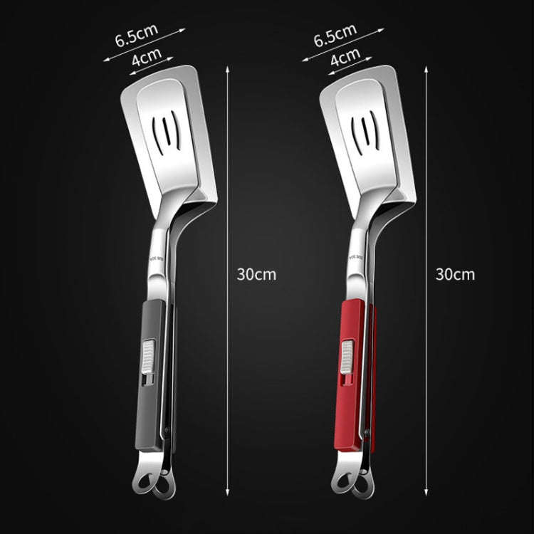 Kacheeg Stainless Steel Fish Spatula With Lock Kitchen Grill Scoop Steak Scraper Food Holder(Red)