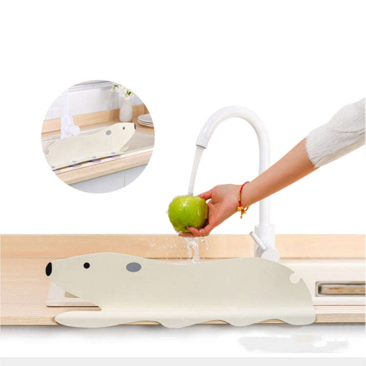Cartoon Bear Kitchen Sink Water Deflector Sink Suction Cup Splash Protection Tools(White)