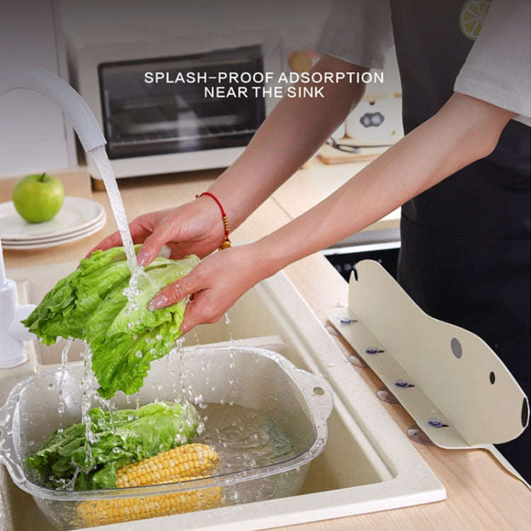 Cartoon Bear Kitchen Sink Water Deflector Sink Suction Cup Splash Protection Tools(White)