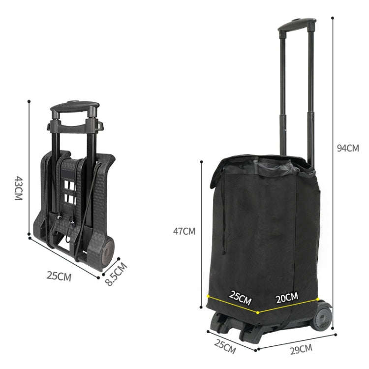 Folding Cargo Handling Trailer Household Grocery Shopping Cart, Color: Black With Bag