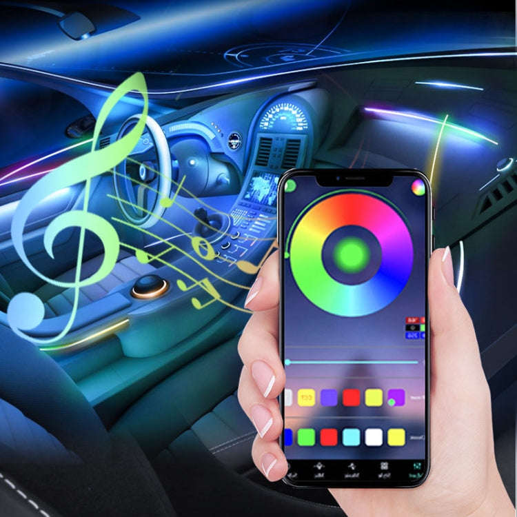 Car Interior Fiber Optic Cold Light RGB Ambient Lamp Center Phantom Footwell Atmosphere Lights, S...