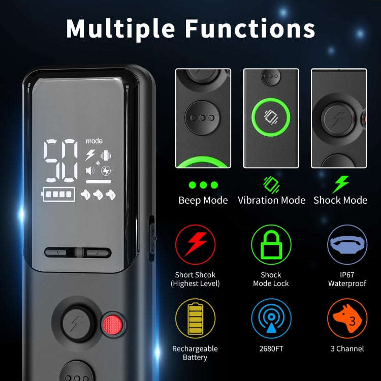 Ordinary Screen Remote Control Pet Electric Shock Circular Dog Trainer(Black)