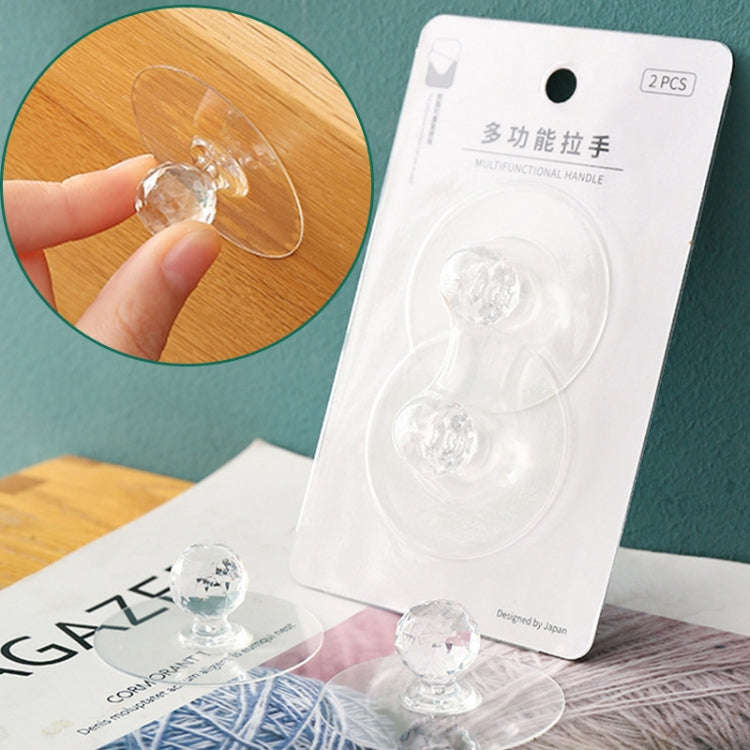 2pcs /Pack Invisible Cabinet Drawer Suction Cup Sticky Handle Acrylic Self-Adhesive Closet Glass ...