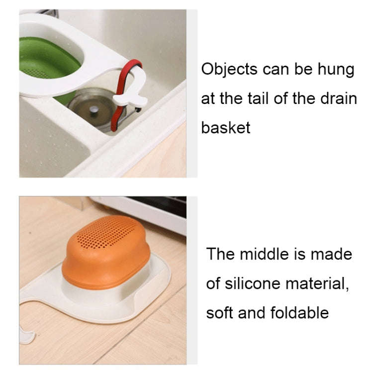 Multifunctional Whale-shaped Foldable Kitchen Fruit and Vegetable Draining Basket(Yellow Blue)