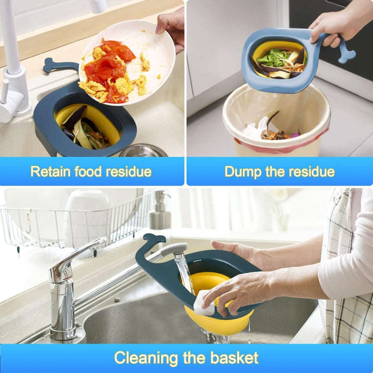 Multifunctional Whale-shaped Foldable Kitchen Fruit and Vegetable Draining Basket(Yellow Blue)