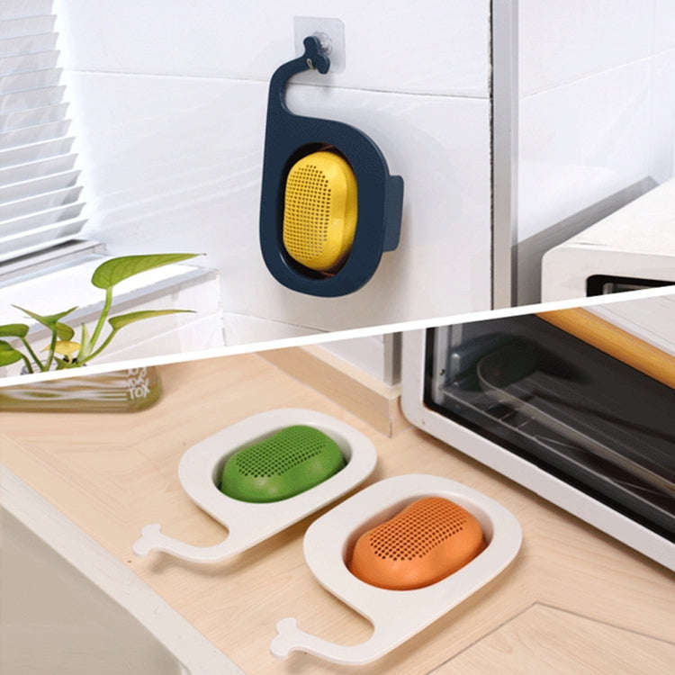 Multifunctional Whale-shaped Foldable Kitchen Fruit and Vegetable Draining Basket(Yellow Blue)