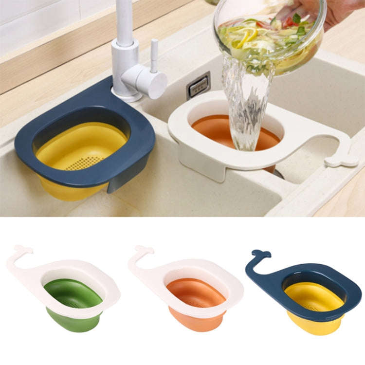 Multifunctional Whale-shaped Foldable Kitchen Fruit and Vegetable Draining Basket(Yellow Blue)