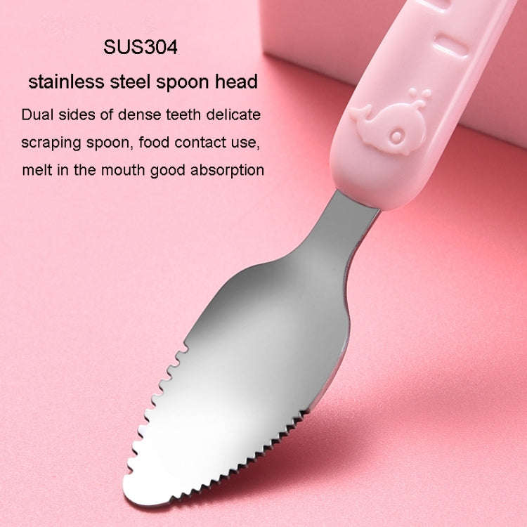 Baby Fruit Double-Ended Scraping Spoon 304 Stainless Steel Silicone Soft Spoon, Color: Pink With ...