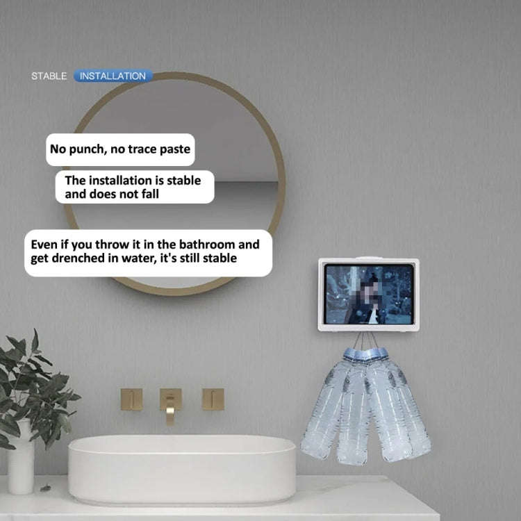Waterproof Shower Tablet Holder Case Bathroom Kitchen Wall Mount Storage Box For IPad(White)