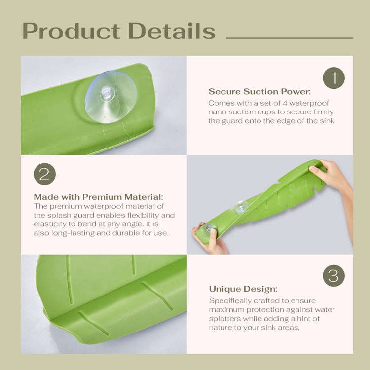 Leaf Shape Kitchen Sink Silicone Water Deflector Home Dishwashing Suction Cup Anti-splash Tools(Y...