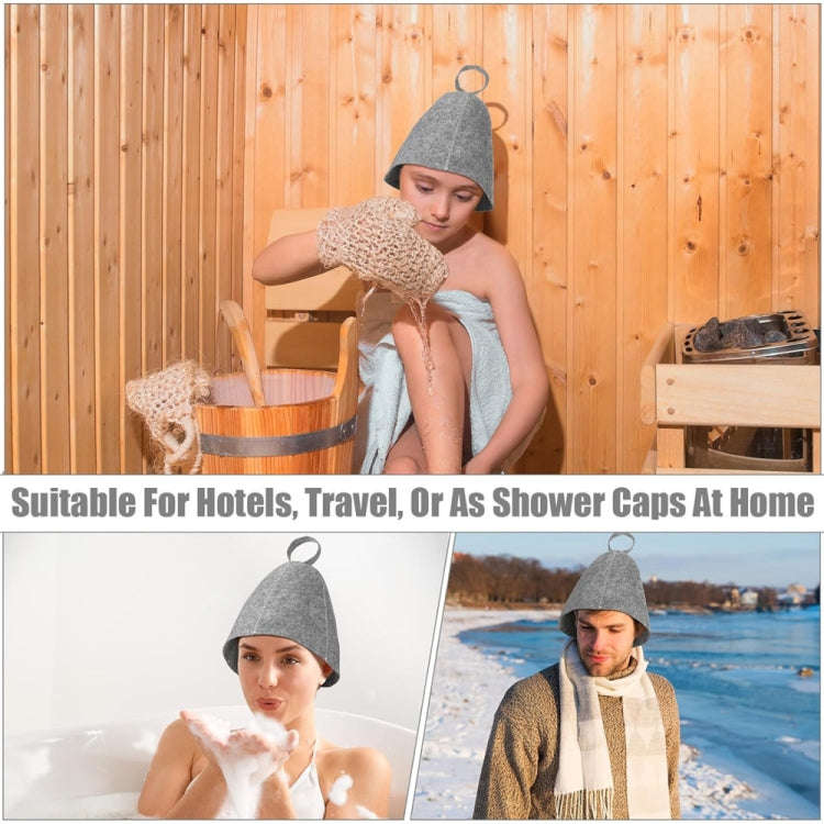 Felt Sauna Hot Spring Bath Hat Absorbent Hair Drying Cap(Grey)