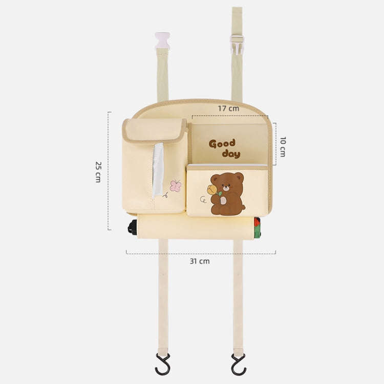 Multifunctional Car Cute Cartoon Rear Seat Back-mounted Storage Bag Garbage Bin in Car(Beige)