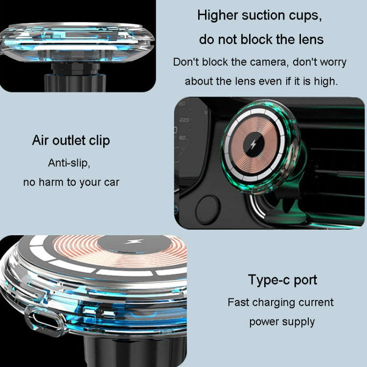 For iPhone Magsafe Magnetic Car Wireless Charger Phone Holder Light Emitting Wireless Charger, St...