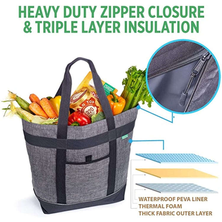 Foldable Oxford Cloth Handheld Aluminum Foil Ice Bag Large Capacity Picnic Tote Bag Waterproof Di...