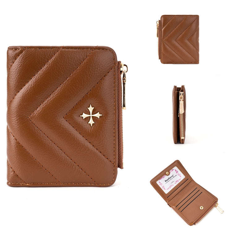 Baellerry N2401 PU Leather Short Wallet with Multiple Card Slots Cross Flower Zipper Coin Purse(B...