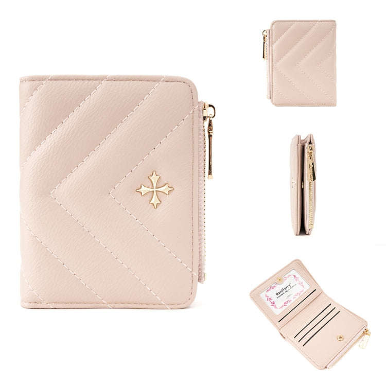 Baellerry N2401 PU Leather Short Wallet with Multiple Card Slots Cross Flower Zipper Coin Purse(P...