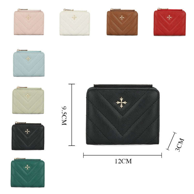Baellerry N2401 PU Leather Short Wallet with Multiple Card Slots Cross Flower Zipper Coin Purse(B...