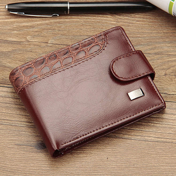 Baellerry M1078 Splicing Leather Casual Men Wallet With Buckle Multi-Card Slot Coin Purse(Brown)