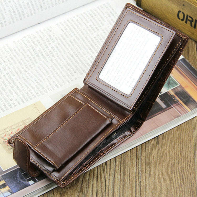 Baellerry M1078 Splicing Leather Casual Men Wallet With Buckle Multi-Card Slot Coin Purse(Brown)