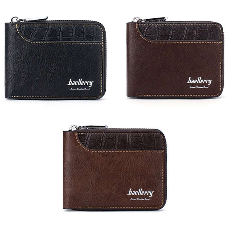 Baellerry D5101 RFID Anti-theft Spliced Short Wallet Retro Multi-card Zipper Coin Purse(Coffee)