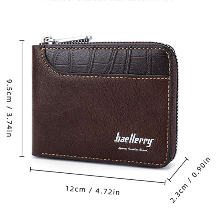 Baellerry D5101 RFID Anti-theft Spliced Short Wallet Retro Multi-card Zipper Coin Purse(Coffee)