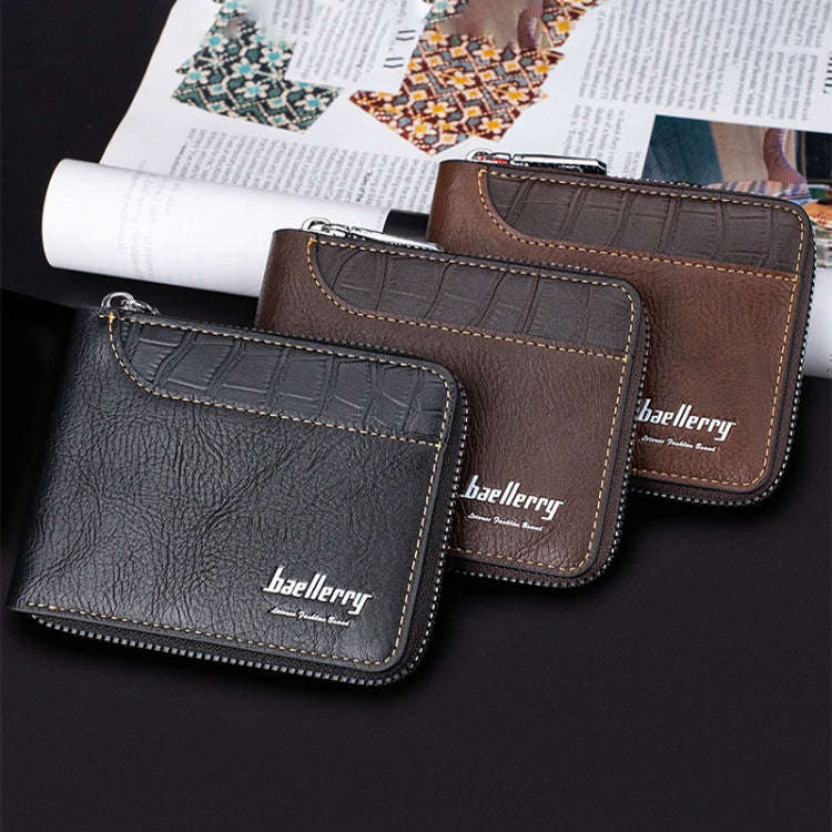 Baellerry D5101 RFID Anti-theft Spliced Short Wallet Retro Multi-card Zipper Coin Purse(Coffee)