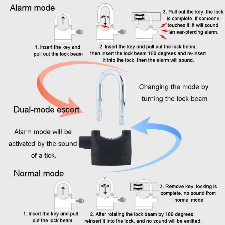 Long Beam Model Outdoor Door Anti-Theft Alarm Lock Waterproof Anti-Pick Motorcycle Bicycle Padlock