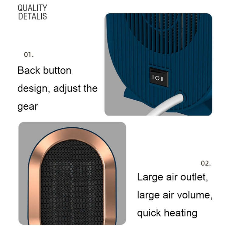 Small Desktop Electric Heater Home PTC Instant Energy-saving Heater, Spec: UK Plug(Blue)