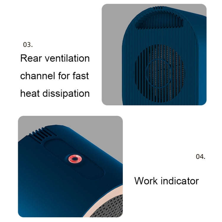 Small Desktop Electric Heater Home PTC Instant Energy-saving Heater, Spec: UK Plug(Blue)